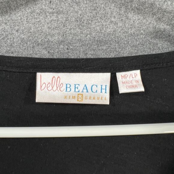 Belle Beach by Kim Gravel Petite Slub Knit Cover Up Black Petite M - Picture 3 of 15